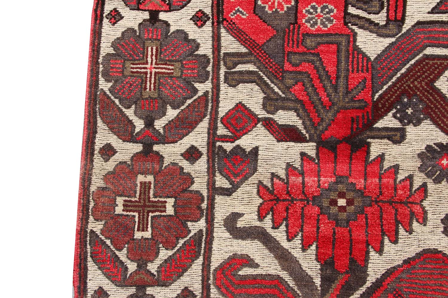 4' x 6' Ivory Handmade Berjista Afghan Rug Rectangular