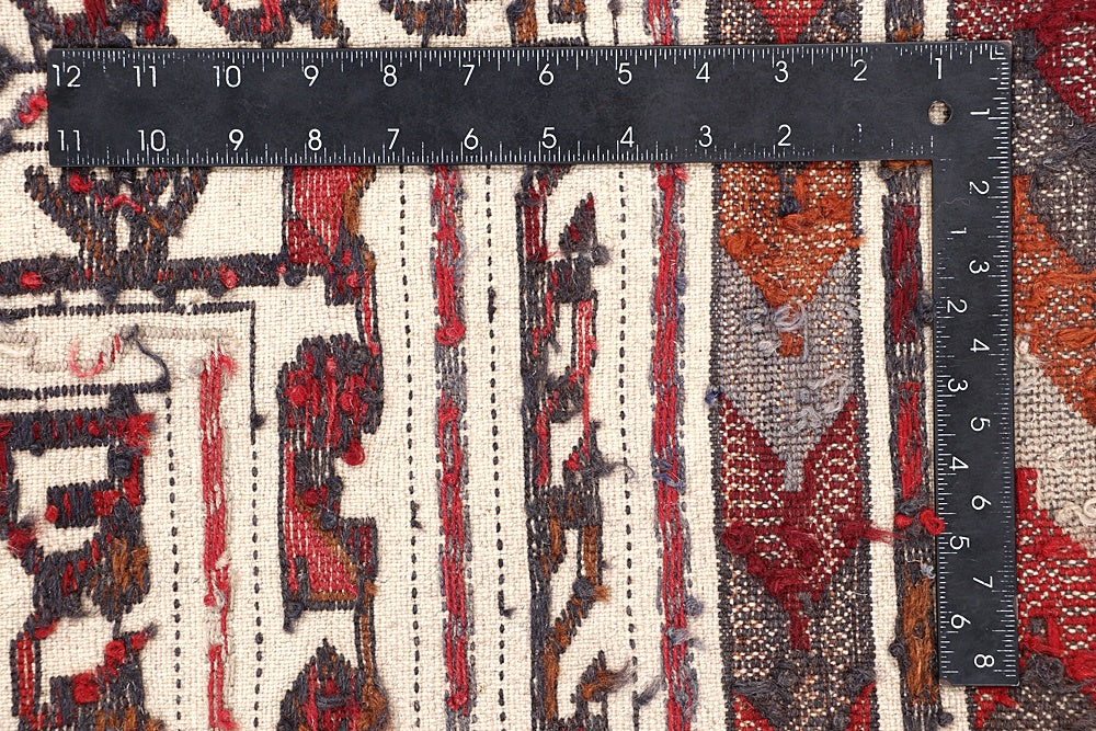 4' x 6' Ivory Handmade Pai Murgh Soumak Kilim Rug Rectangular