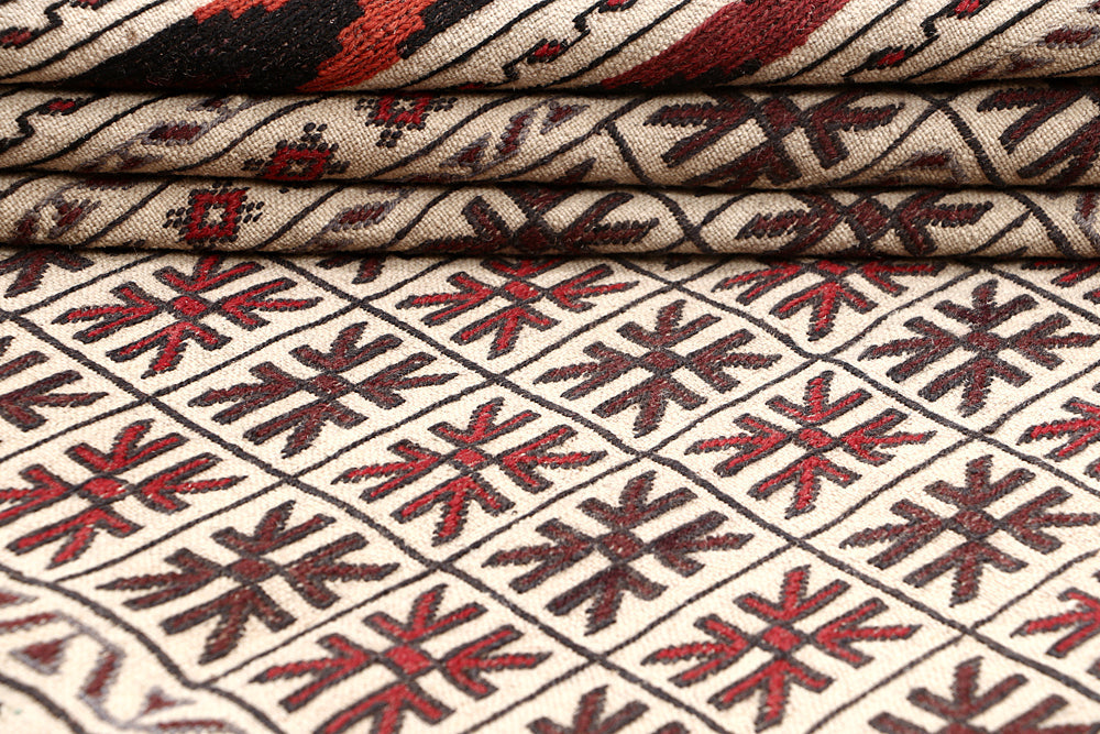 4' x 6' Ivory Handmade Pai Murgh Soumak Kilim Rug Rectangular