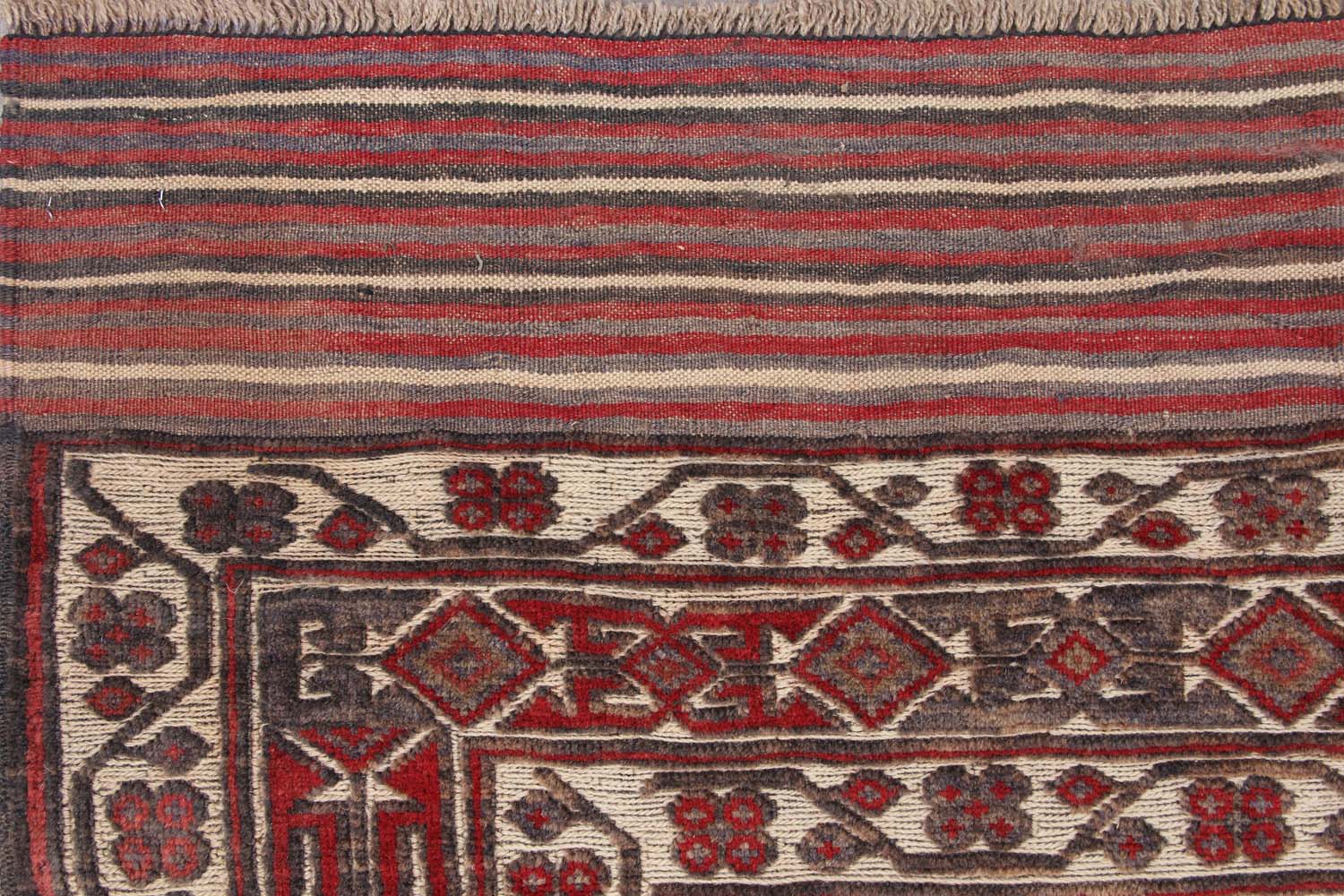4' 6" x 6' 6 Ivory Handmade Berjista Afghan Rug Rectangular