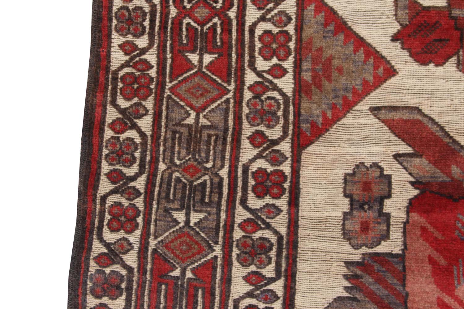 4' 6" x 6' 6 Ivory Handmade Berjista Afghan Rug Rectangular