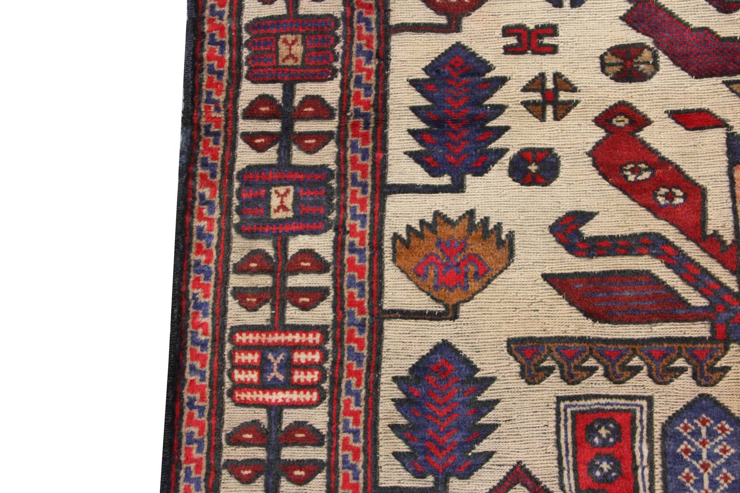 4' x 6' Ivory Handmade Berjista Afghan Rug Rectangular