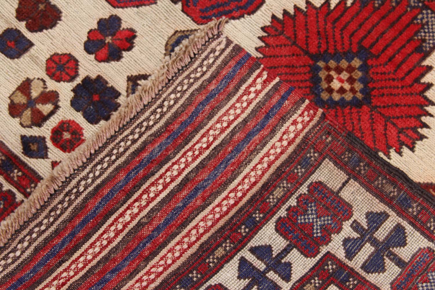 4' x 6' Ivory Handmade Berjista Afghan Rug Rectangular