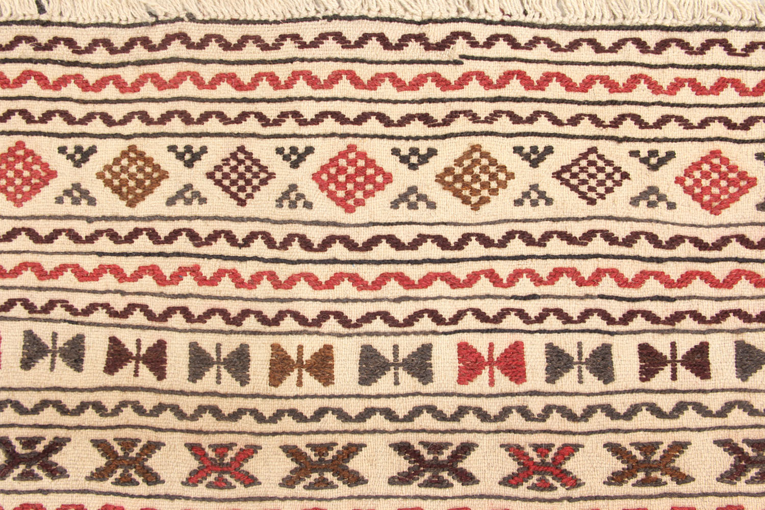 4' x 6' Ivory Handmade Pai Murgh Soumak Kilim Rug Rectangular