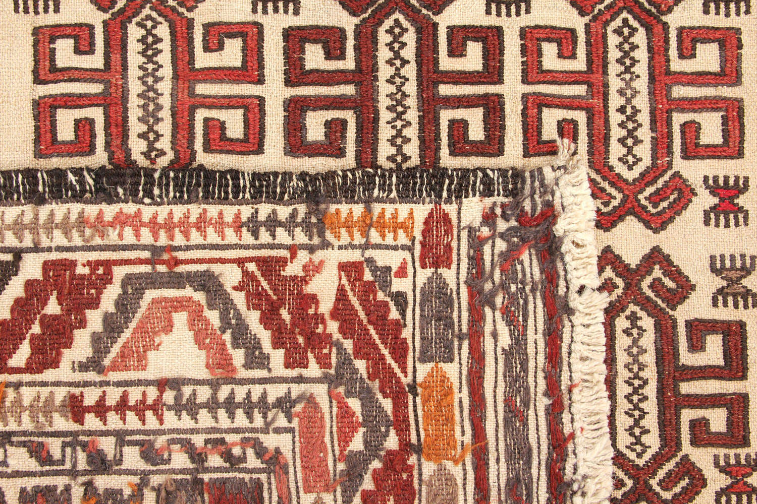 4' x 6' Ivory Handmade Pai Murgh Soumak Kilim Rug Rectangular