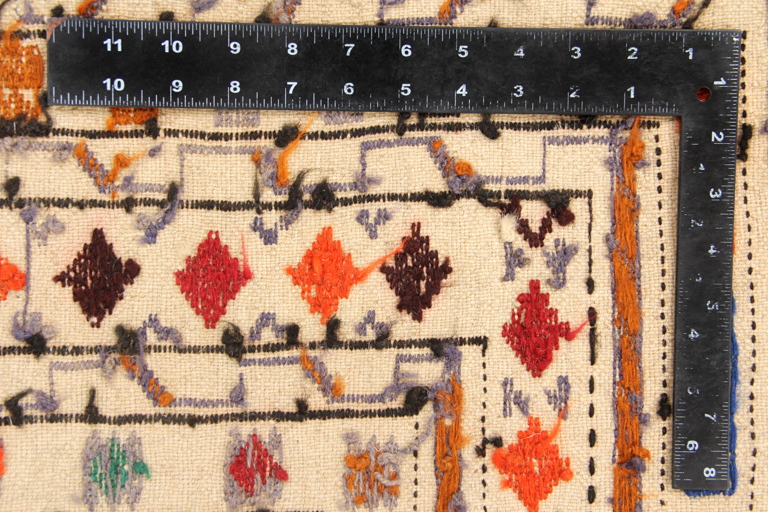 4' 6" x 6' 6 Ivory Handmade Pai Murgh Soumak Kilim Rug Rectangular