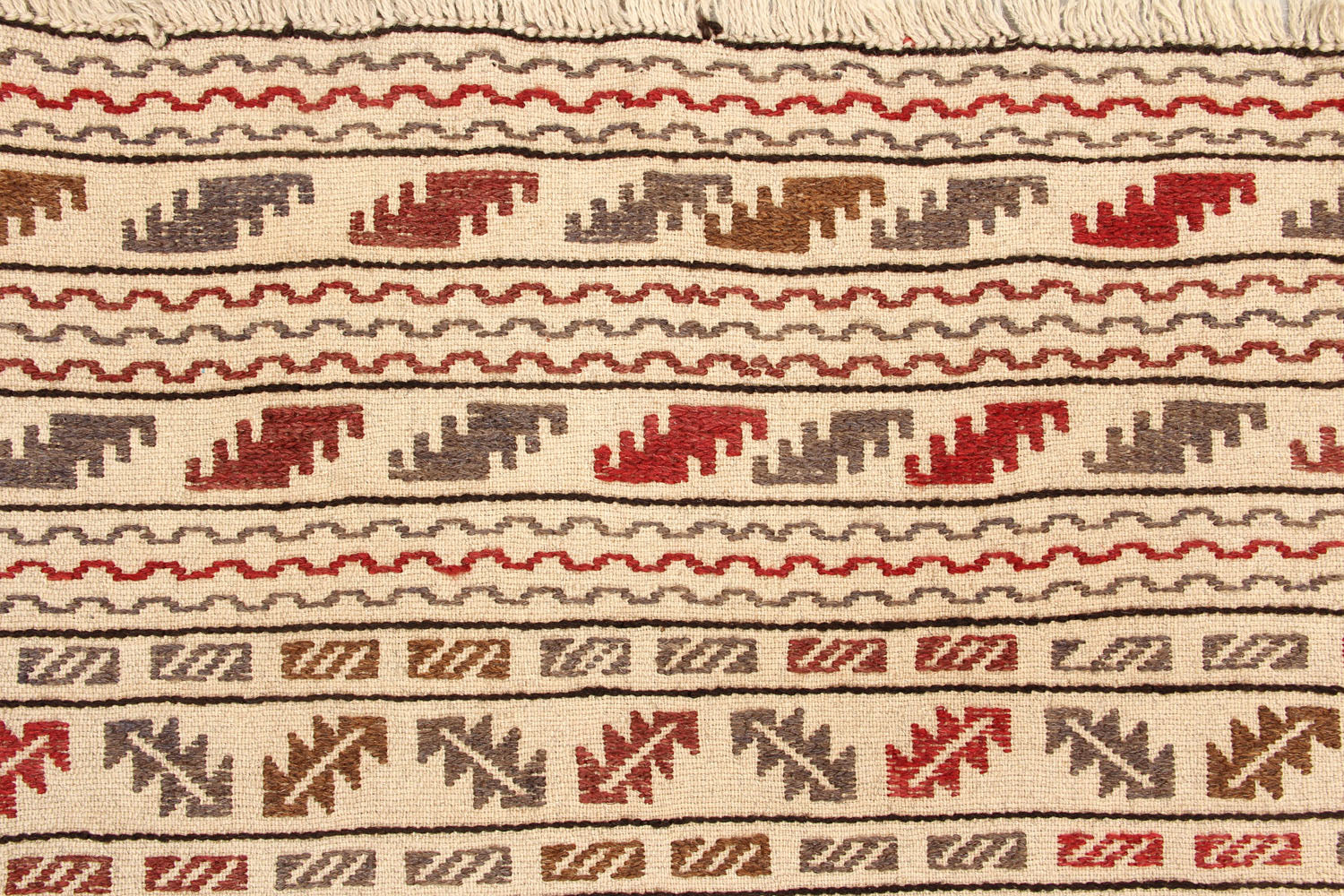 4' x 6' Ivory Handmade Pai Murgh Soumak Kilim Rug Rectangular