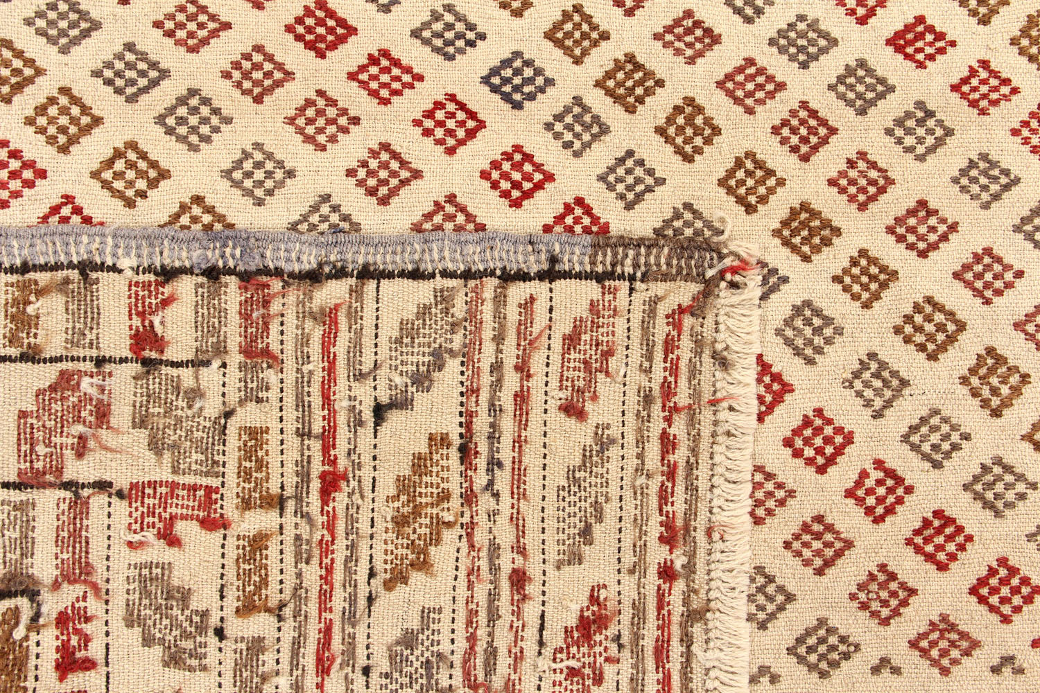 4' x 6' Ivory Handmade Pai Murgh Soumak Kilim Rug Rectangular
