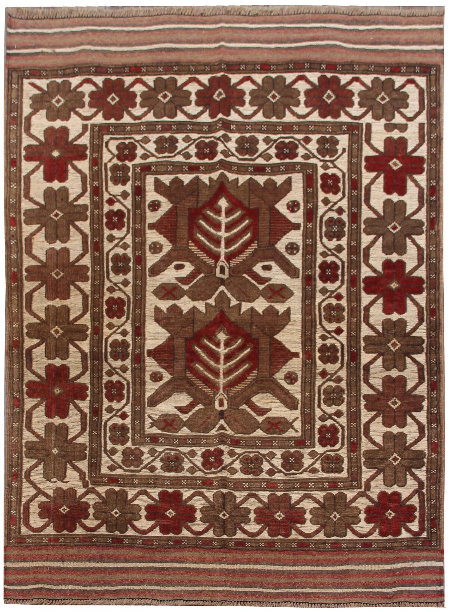 4' x 6' Daar Cheeni Handmade Berjista Afghan Rug Rectangular