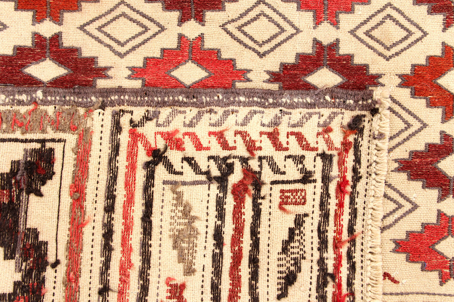 4' x 6' Ivory Handmade Pai Murgh Soumak Kilim Rug Rectangular