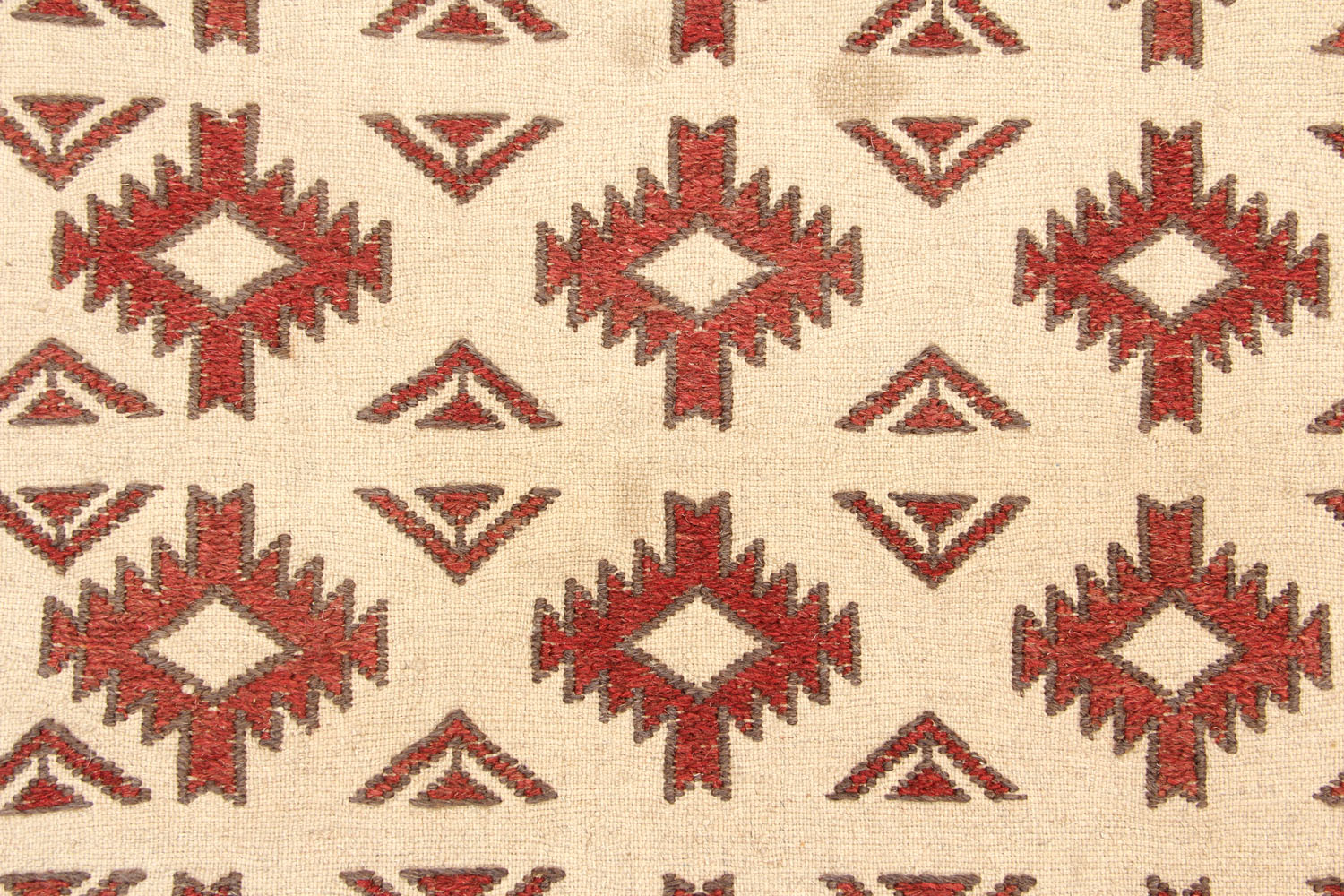 4' 6" x 6' 6 Ivory Handmade Pai Murgh Soumak Kilim Rug Rectangular