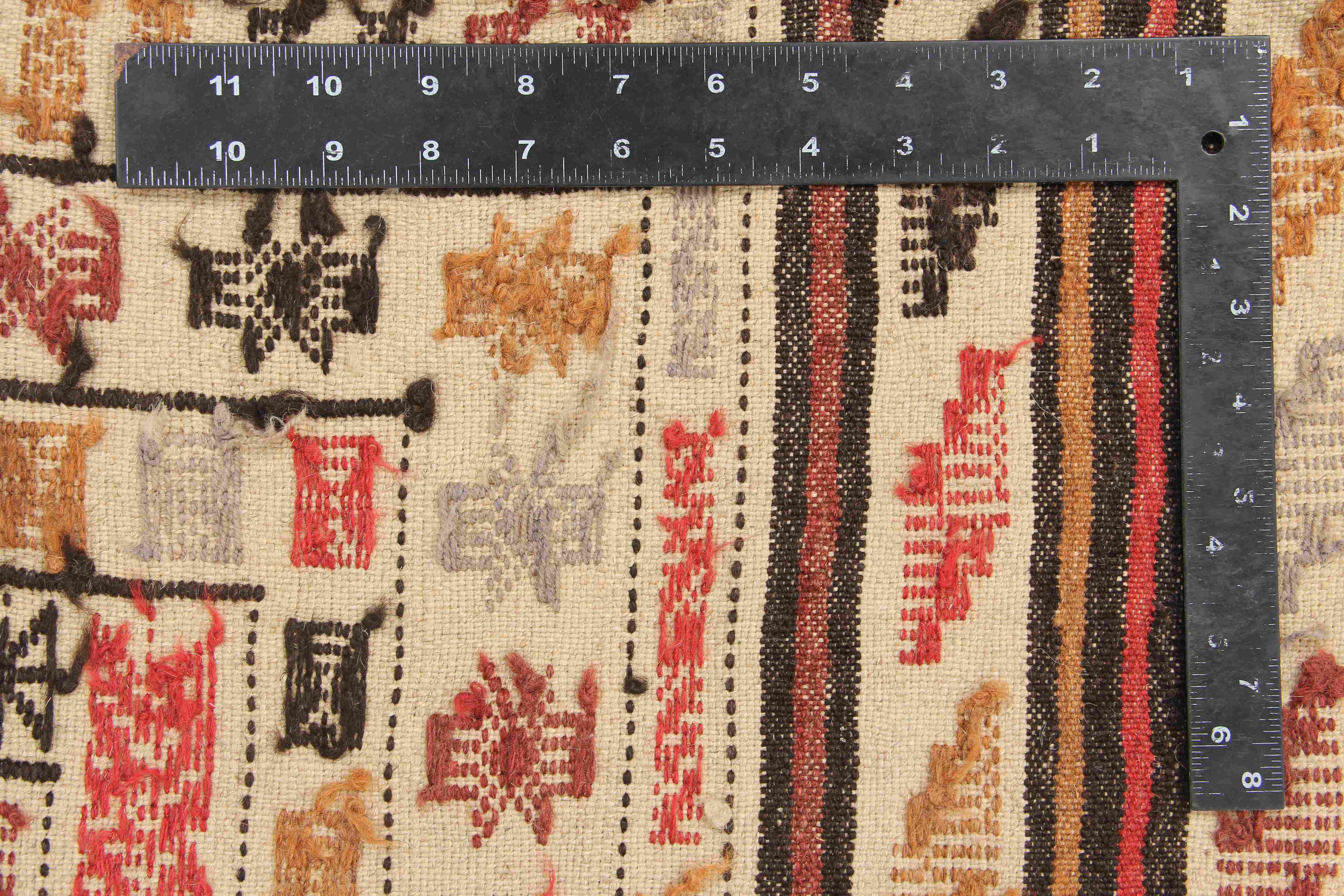 4' x 6' Ivory Handmade Pai Murgh Soumak Kilim Rug Rectangular