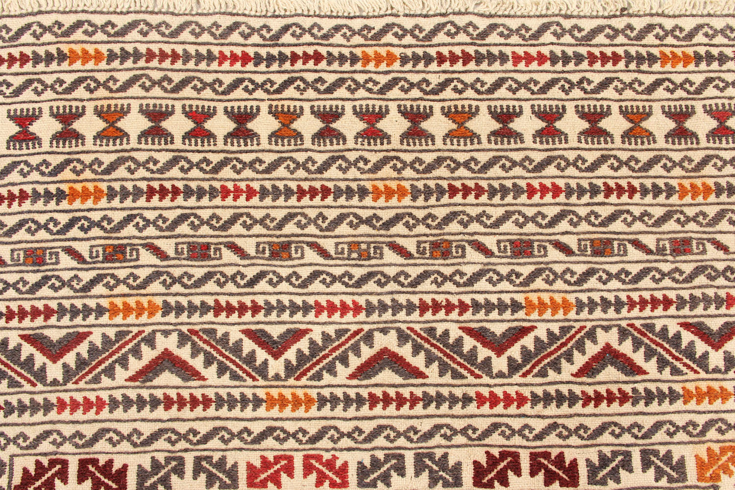 4' x 6' Ivory Handmade Pai Murgh Soumak Kilim Rug Rectangular