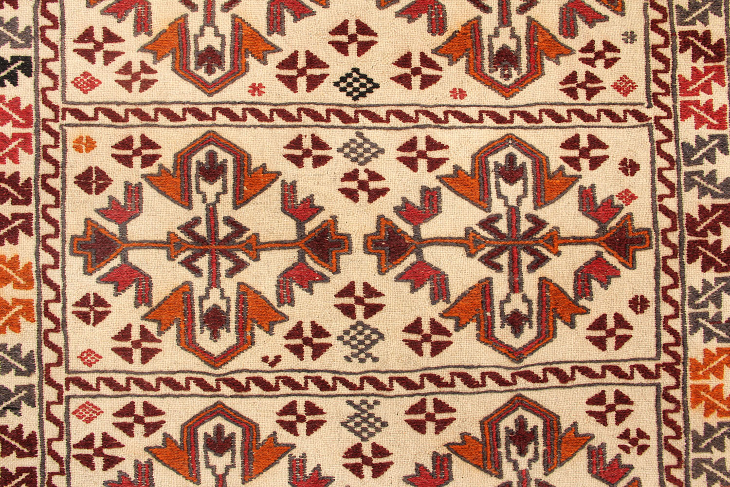 4' x 6' Ivory Handmade Pai Murgh Soumak Kilim Rug Rectangular