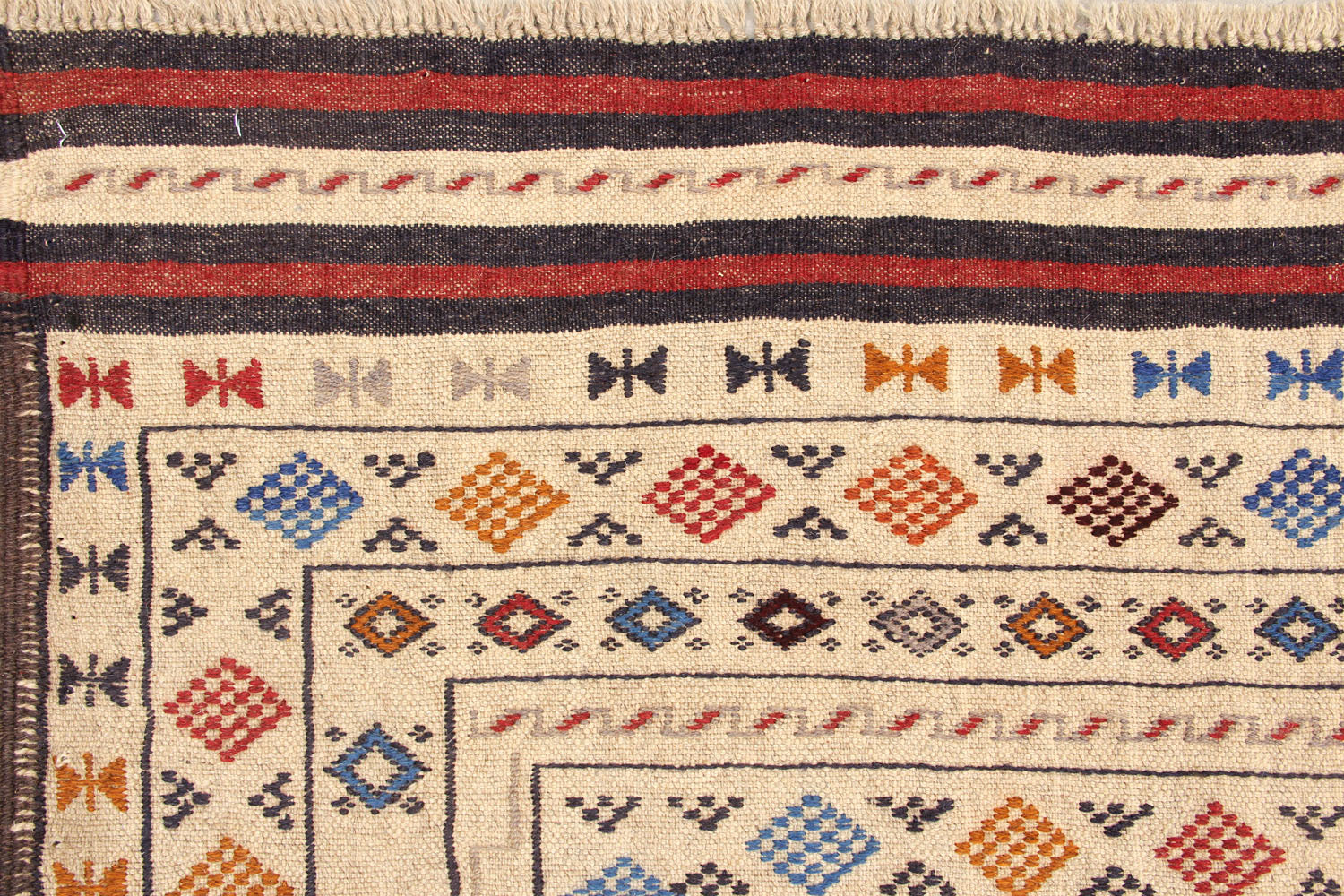 4' x 6' Ivory Handmade Pai Murgh Soumak Kilim Rug Rectangular