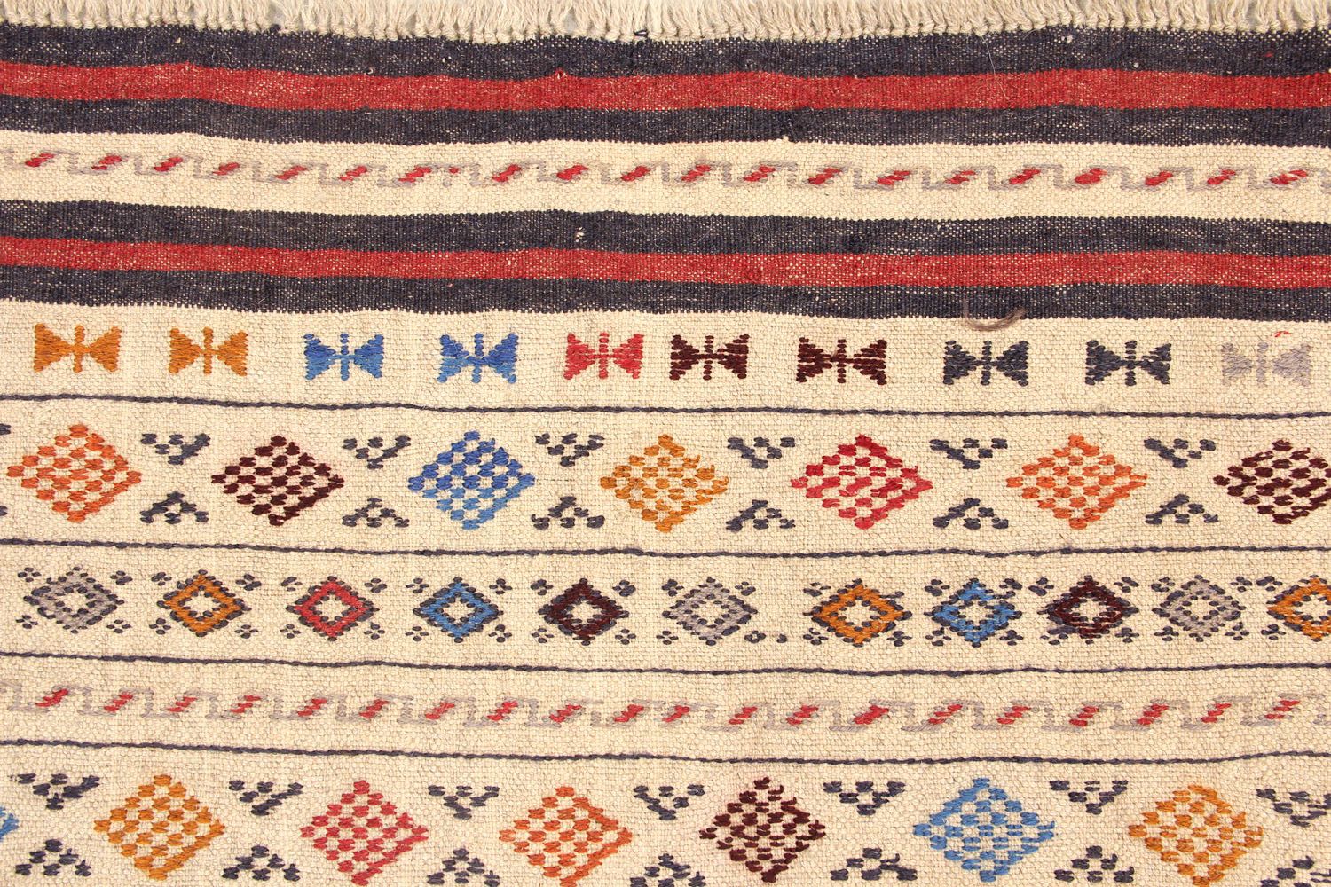 4' x 6' Ivory Handmade Pai Murgh Soumak Kilim Rug Rectangular