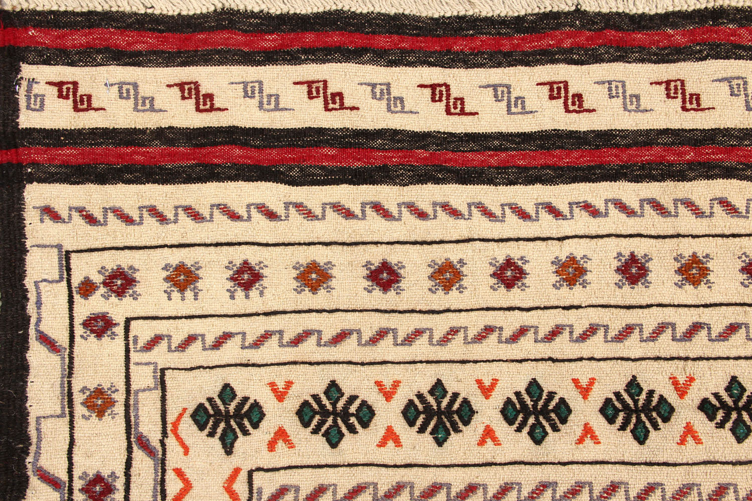 4' x 6' Ivory Handmade Pai Murgh Soumak Kilim Rug Rectangular