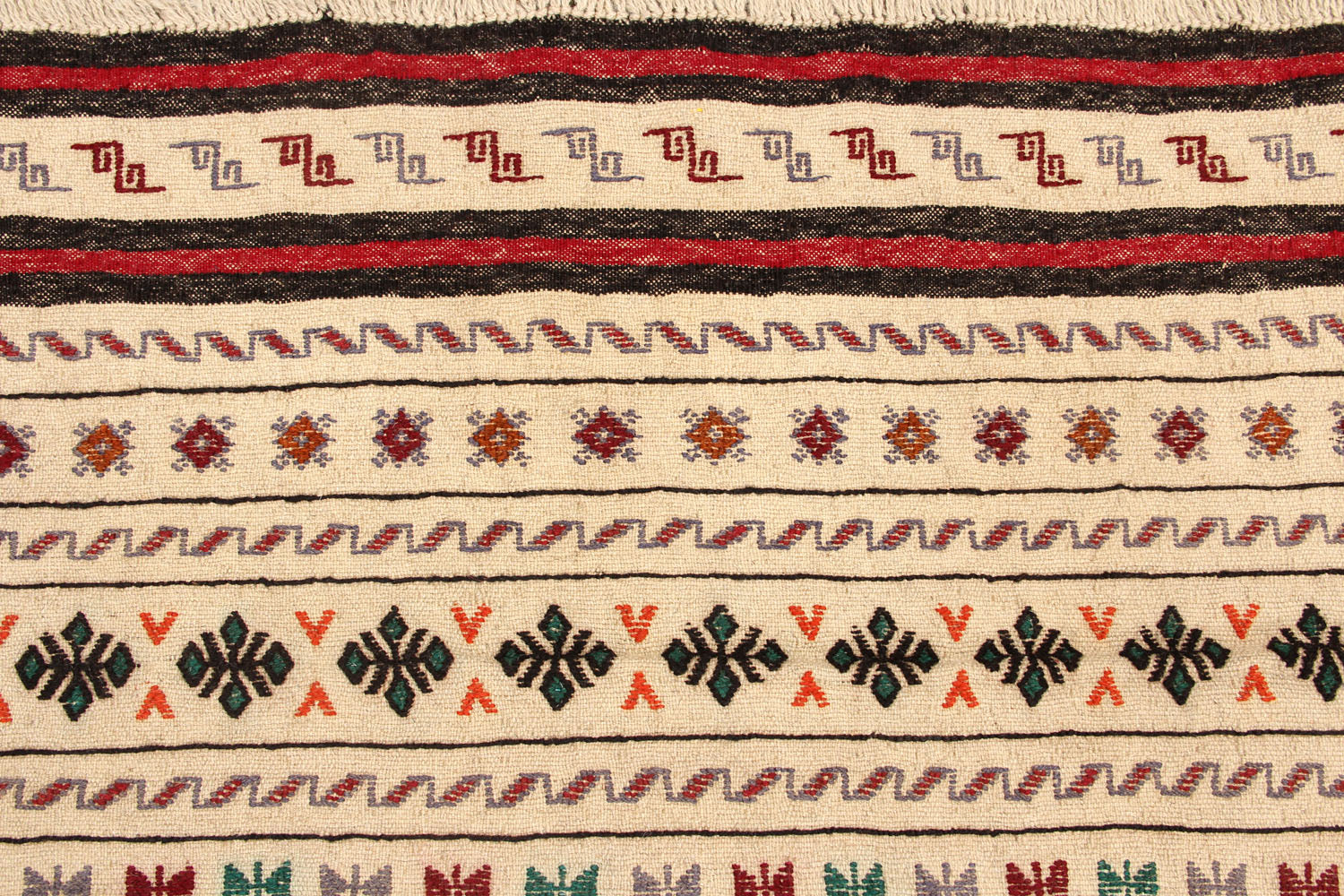 4' x 6' Ivory Handmade Pai Murgh Soumak Kilim Rug Rectangular