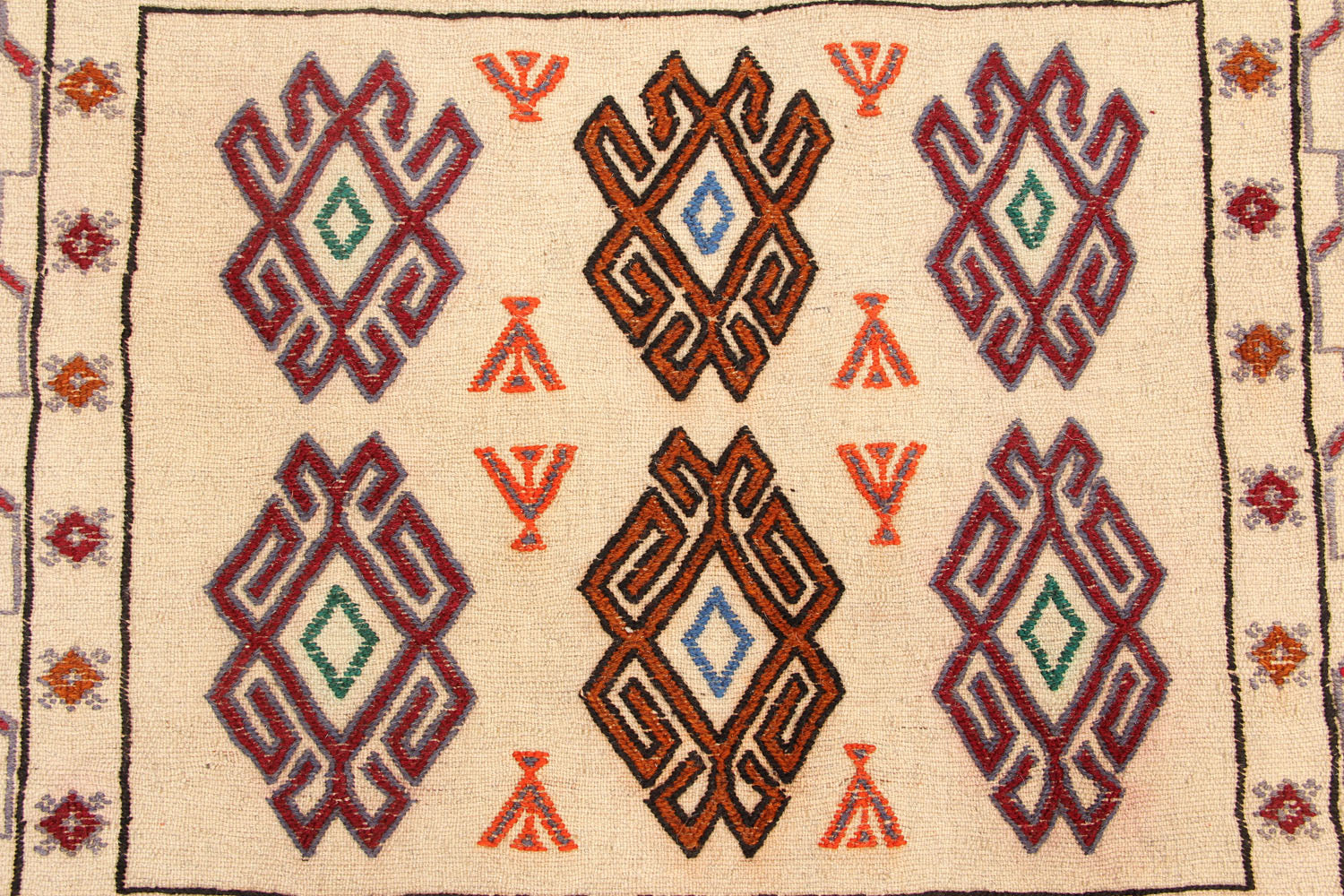 4' x 6' Ivory Handmade Pai Murgh Soumak Kilim Rug Rectangular