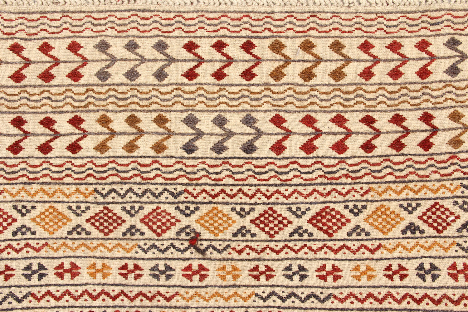 4' x 6' Ivory Handmade Pai Murgh Soumak Kilim Rug Rectangular