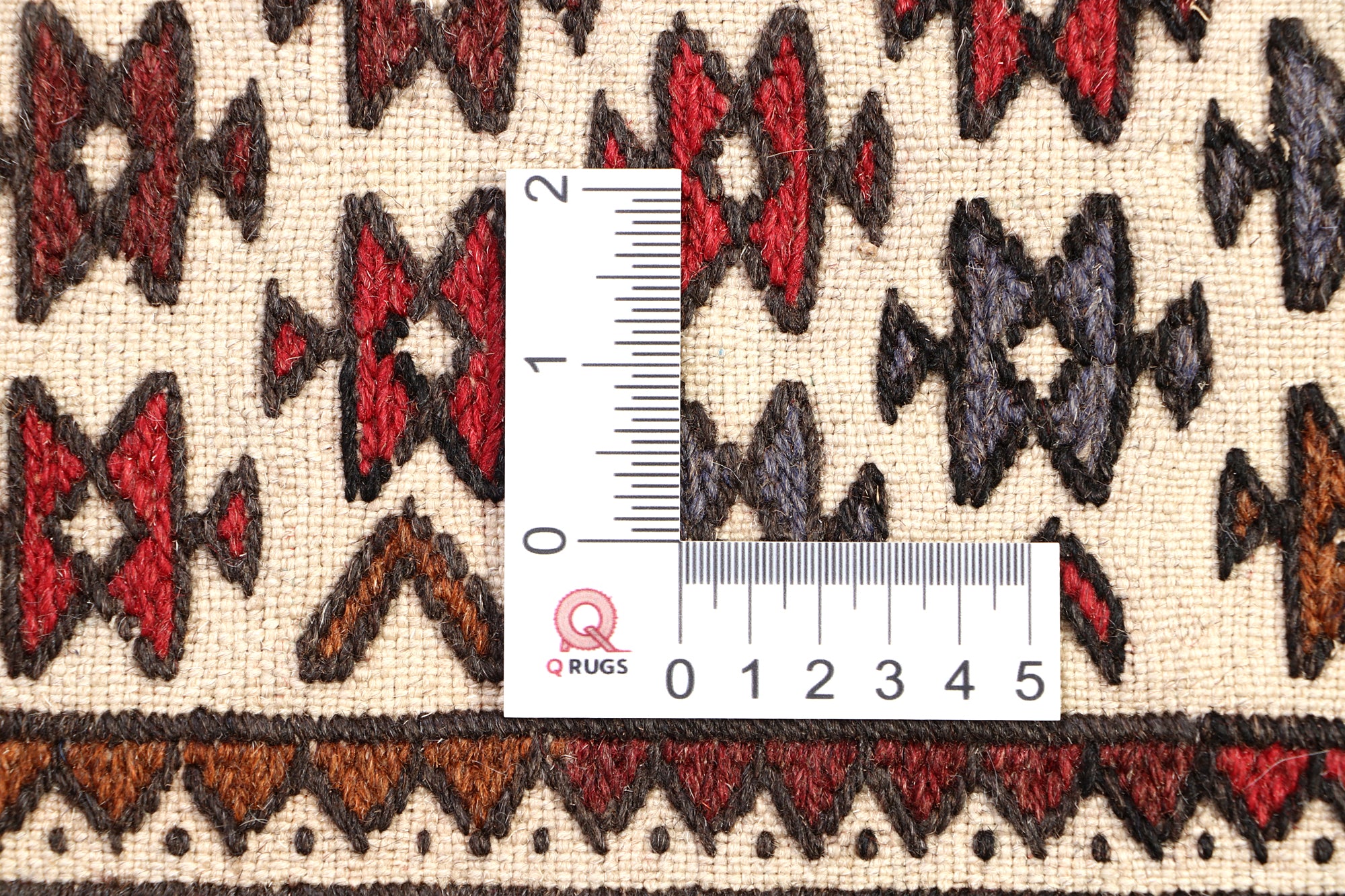 4' 6" x 6' 6 Ivory Handmade Pai Murgh Soumak Kilim Rug Rectangular