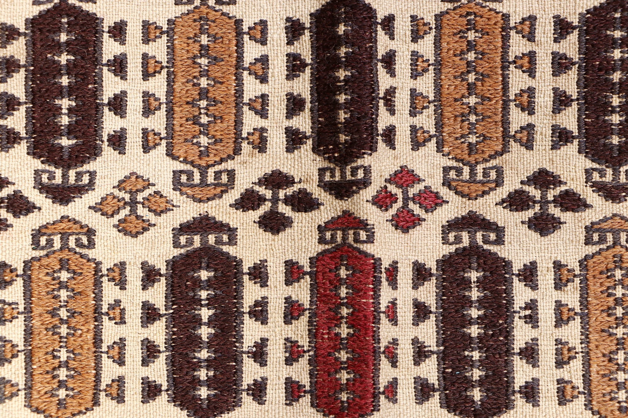 4' x 6' Ivory Handmade Pai Murgh Soumak Kilim Rug Rectangular