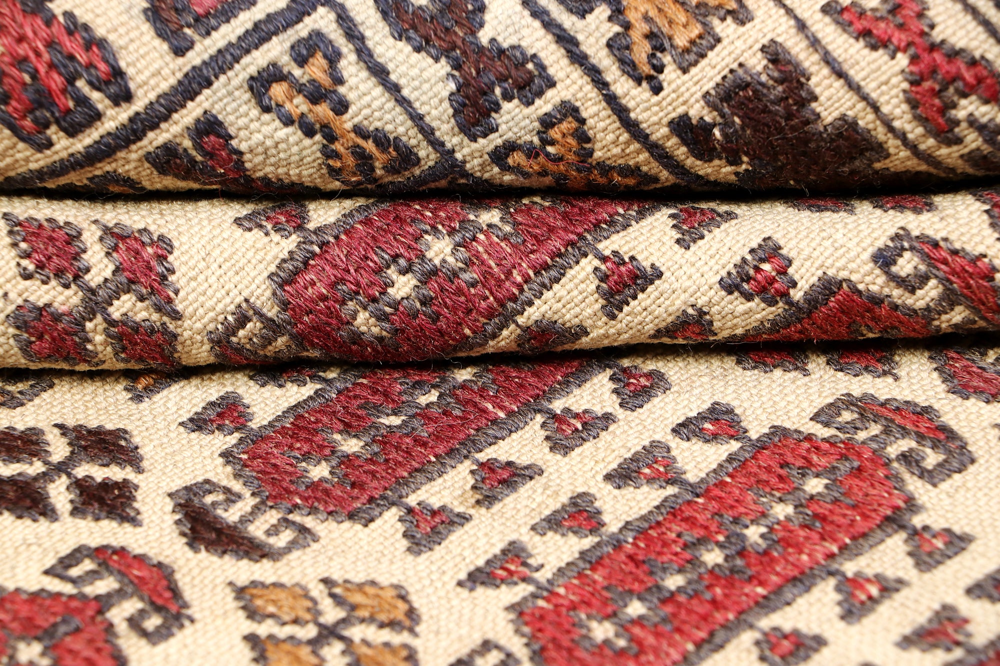 4' x 6' Ivory Handmade Pai Murgh Soumak Kilim Rug Rectangular
