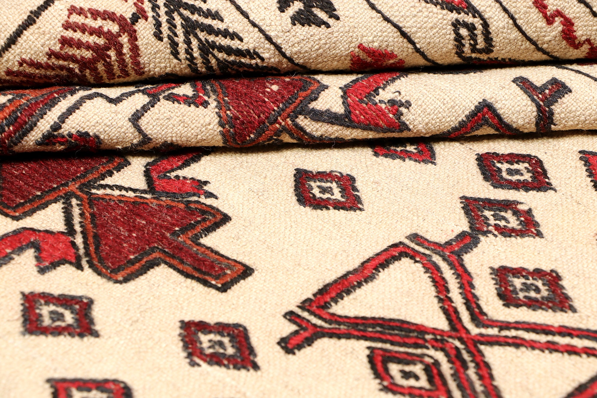 4' x 6' Ivory Handmade Pai Murgh Soumak Kilim Rug Rectangular