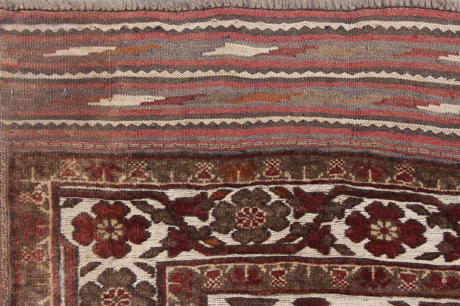 4' 6" x 6' 6 Ivory Handmade Berjista Afghan Rug Rectangular