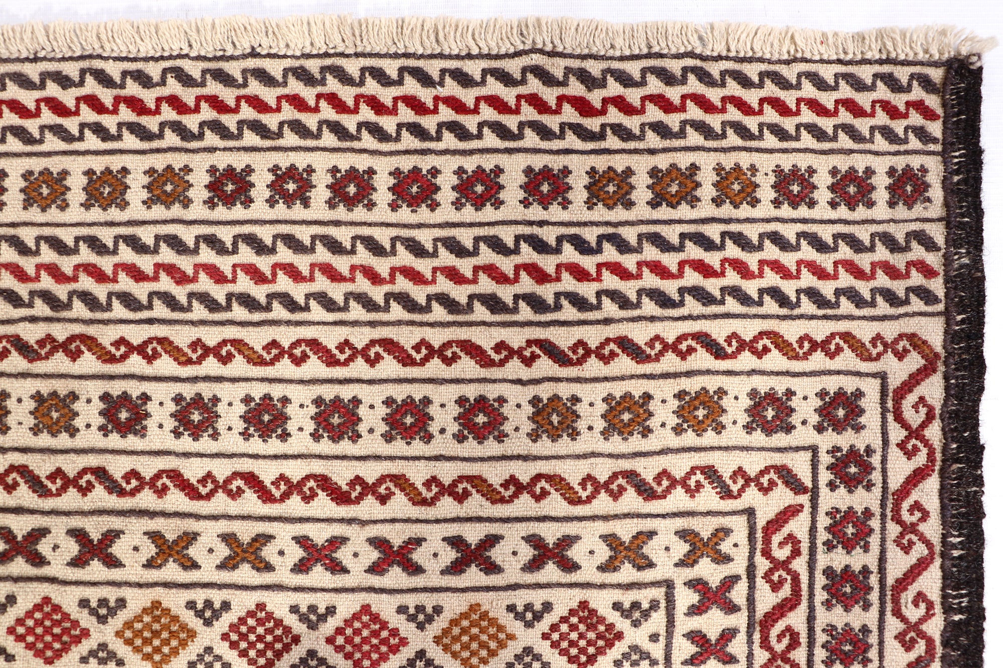 4' x 6' Ivory Handmade Pai Murgh Soumak Kilim Rug Rectangular