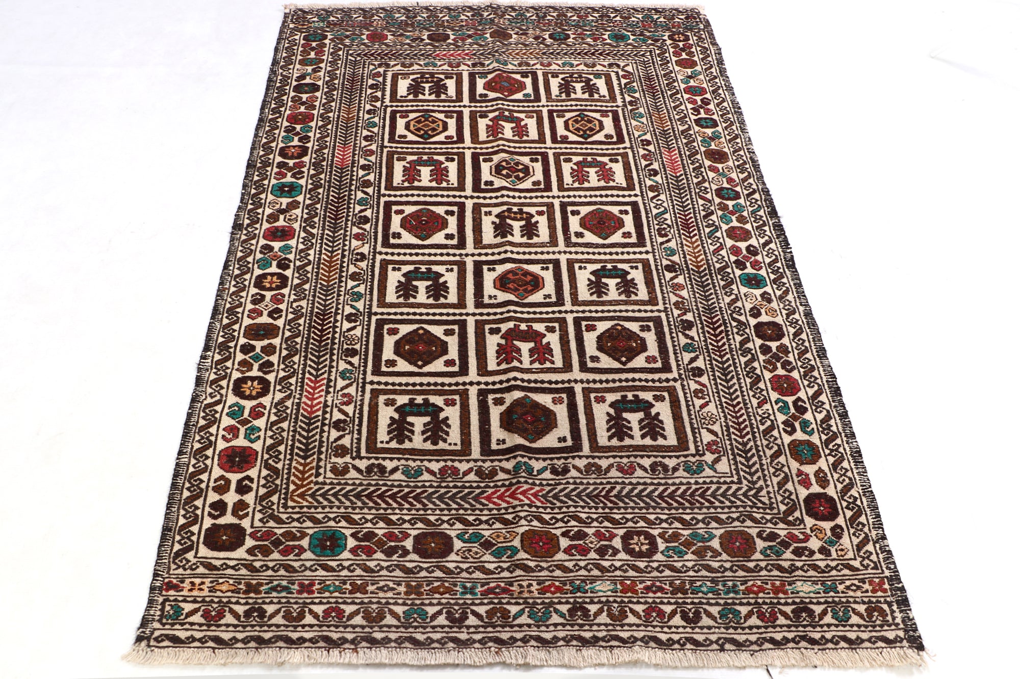 4' x 6' Ivory Handmade Pai Murgh Soumak Kilim Rug Rectangular
