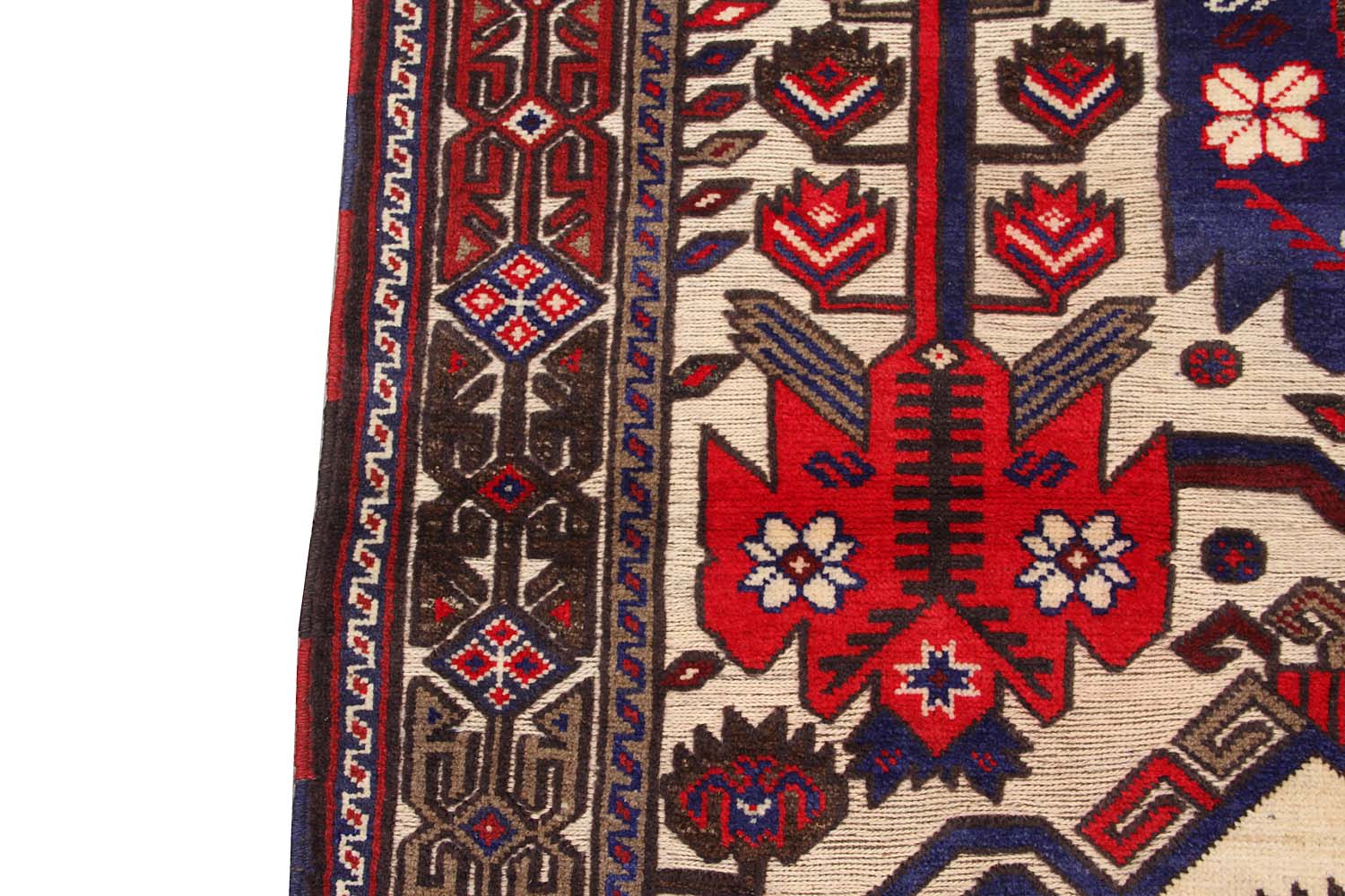 4' x 6' Ivory Handmade Berjista Afghan Rug Rectangular