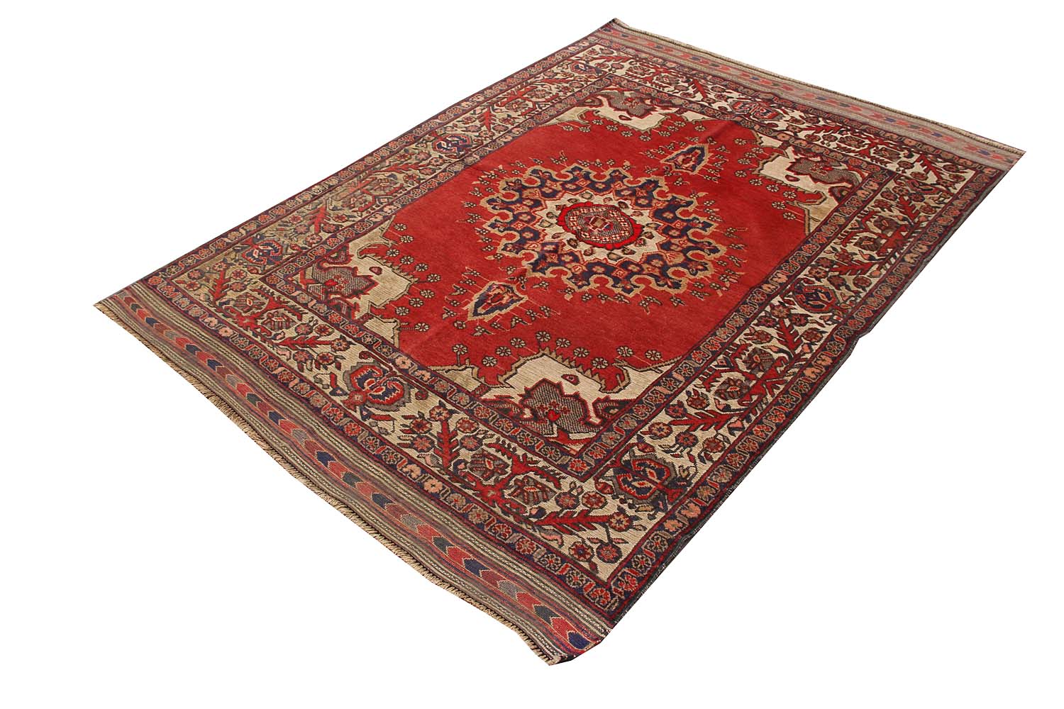 4' 6" x 6' 6 Red Handmade Berjista Afghan Rug Rectangular