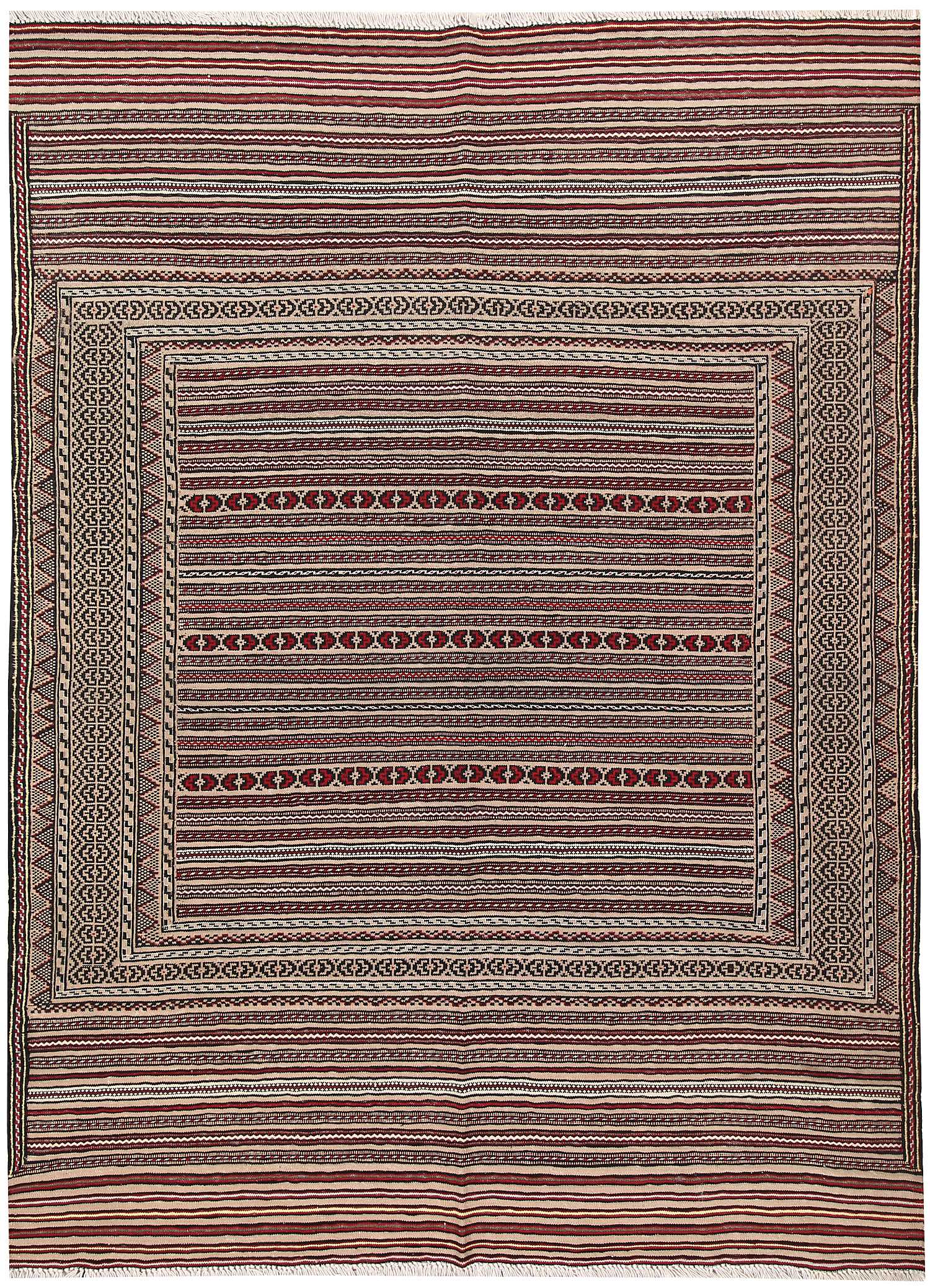 4' 6" x 6' 6 Multy Handmade Laghari Soumak Kilim Rug Rectangular