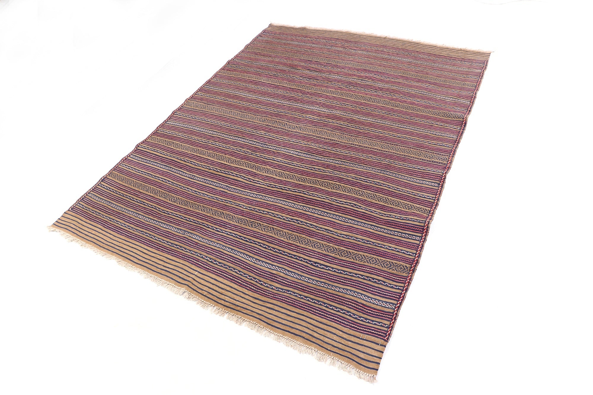 4' 6" x 6' 6 Multy Handmade Laghari Soumak Kilim Rug Rectangular