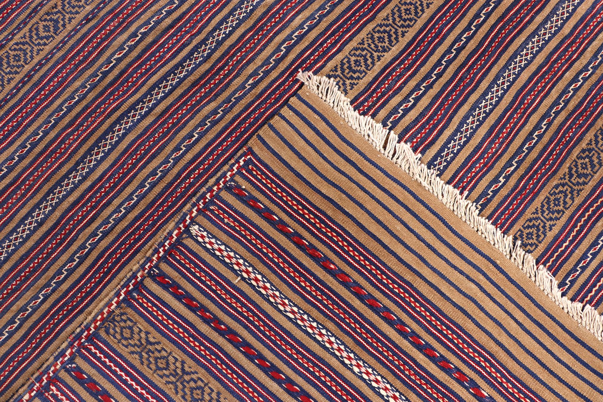 4' 6" x 6' 6 Multy Handmade Laghari Soumak Kilim Rug Rectangular