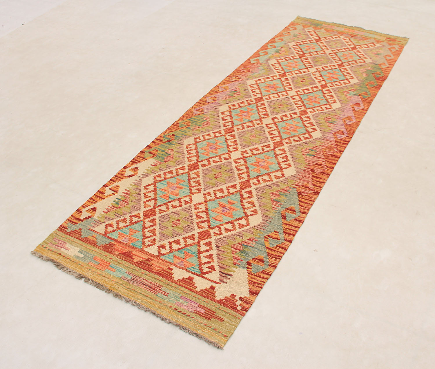 3' X 8' Multy Handmade Veggie Dye Kilim Rug Runner