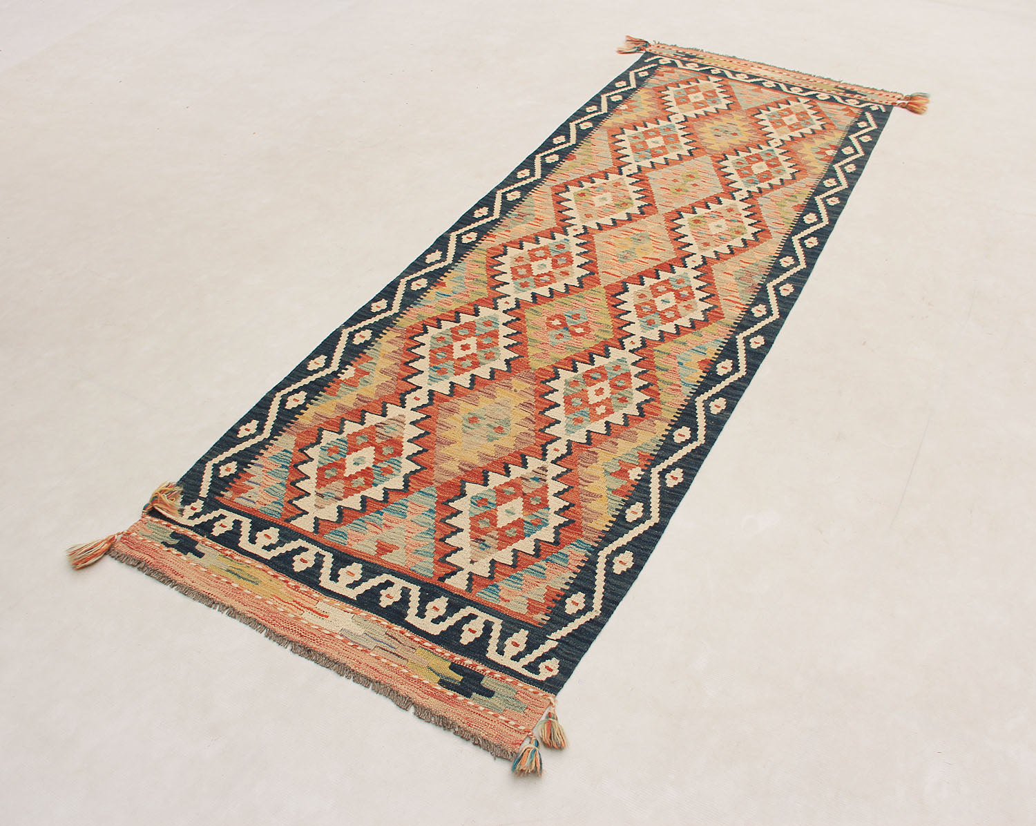 3' X 8' Multy Handmade Veggie Dye Kilim Rug Runner