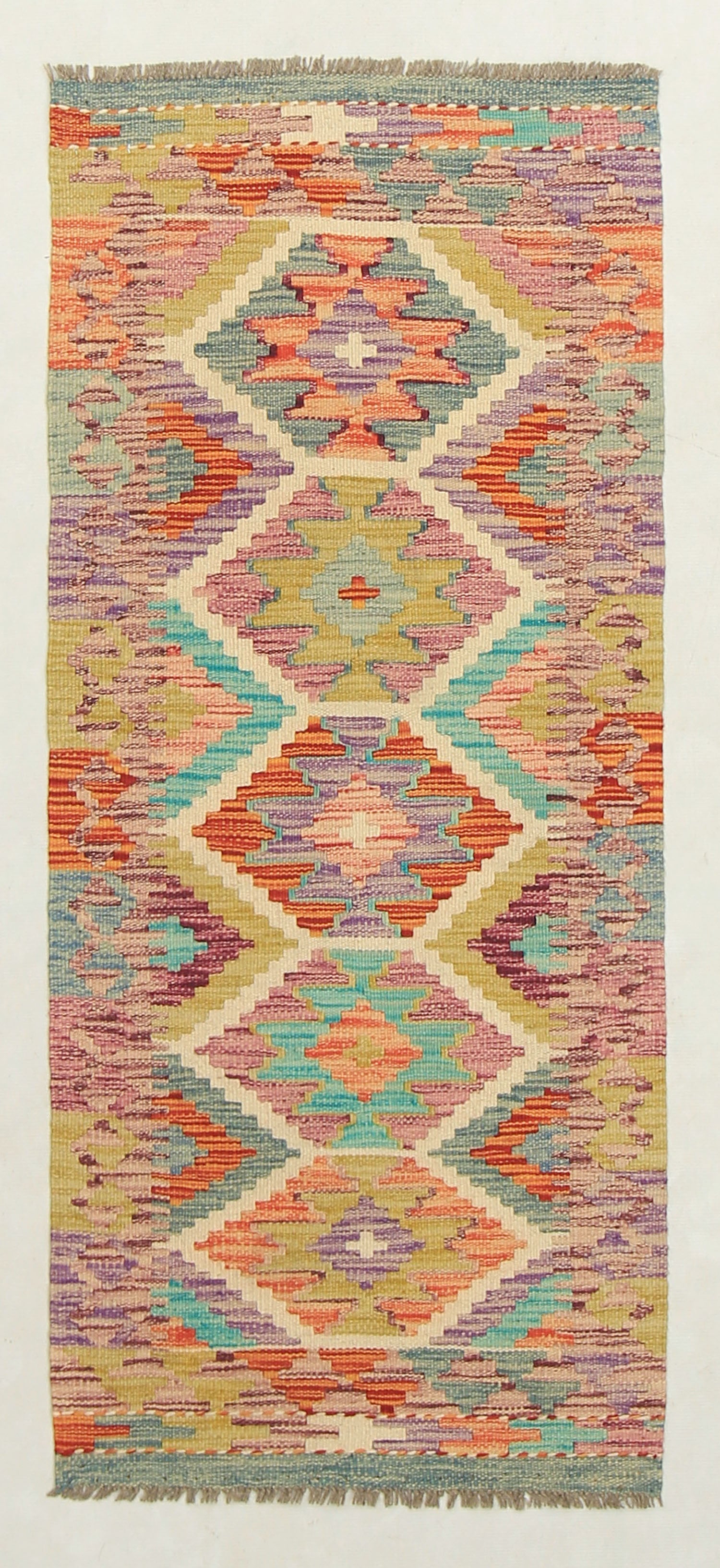 2' X 5' Multy Handmade Veggie Dye Kilim Rug Rectangular