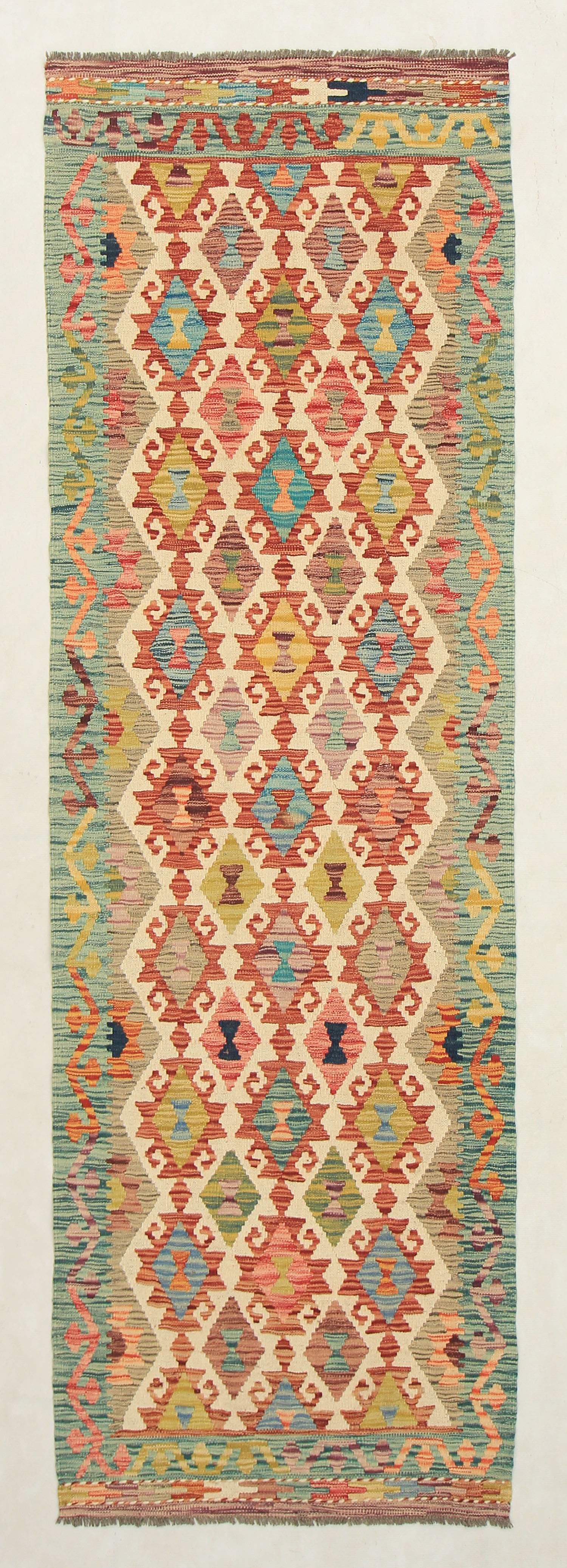 3' X 8' Multy Handmade Veggie Dye Kilim Rug Runner