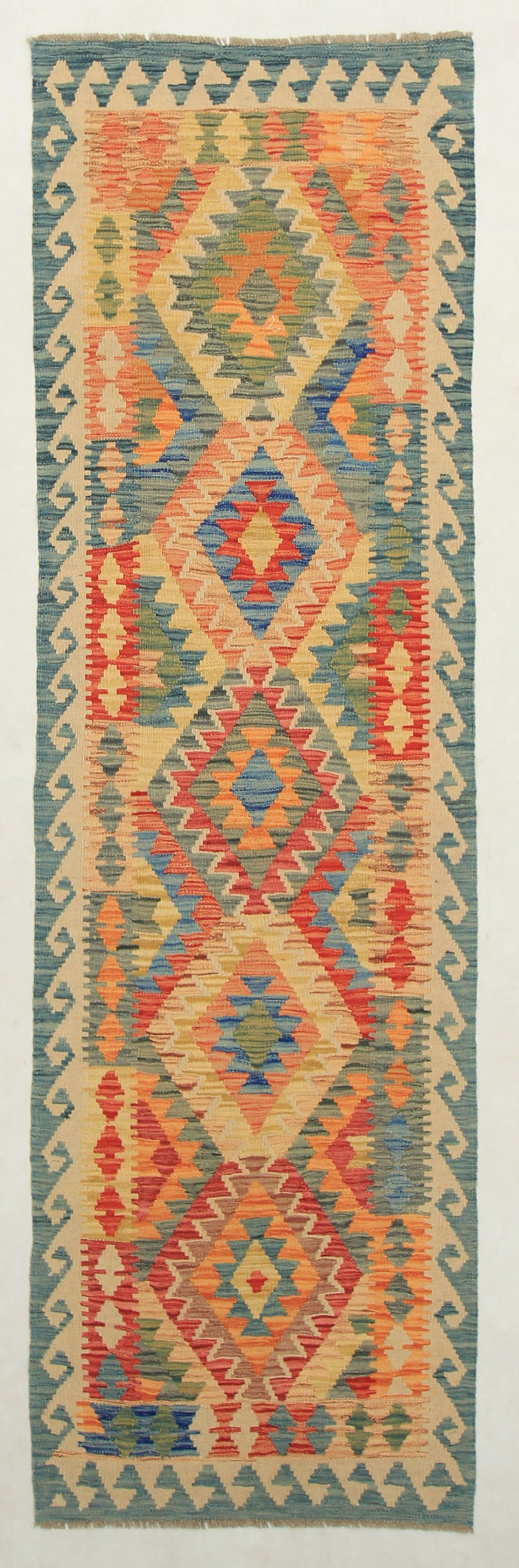 3' X 8' Multy Handmade Veggie Dye Kilim Rug Runner