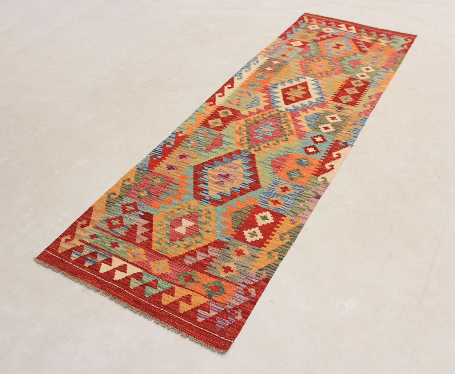 3' X 8' Multy Handmade Veggie Dye Kilim Rug Runner