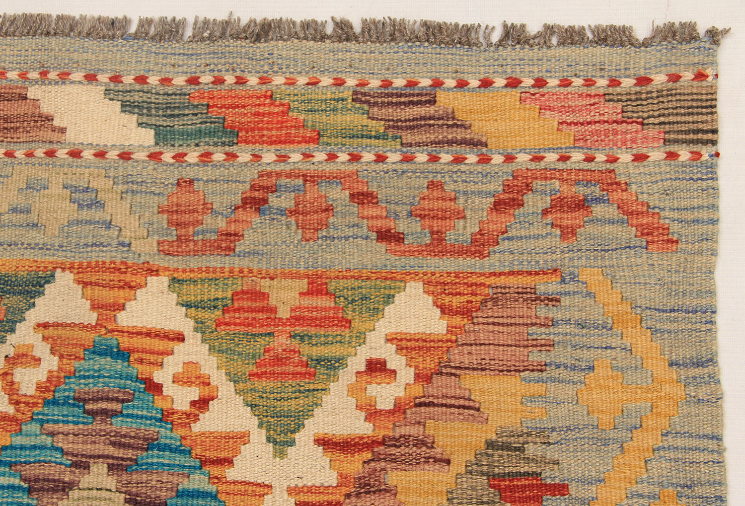 2' 6" X 9' Multy Handmade Veggie Dye Kilim Rug Runner