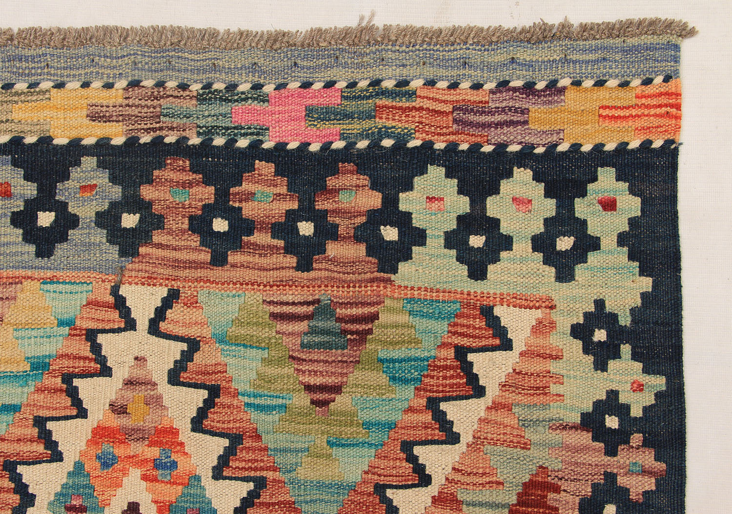 3' X 8' Multy Handmade Veggie Dye Kilim Rug Runner