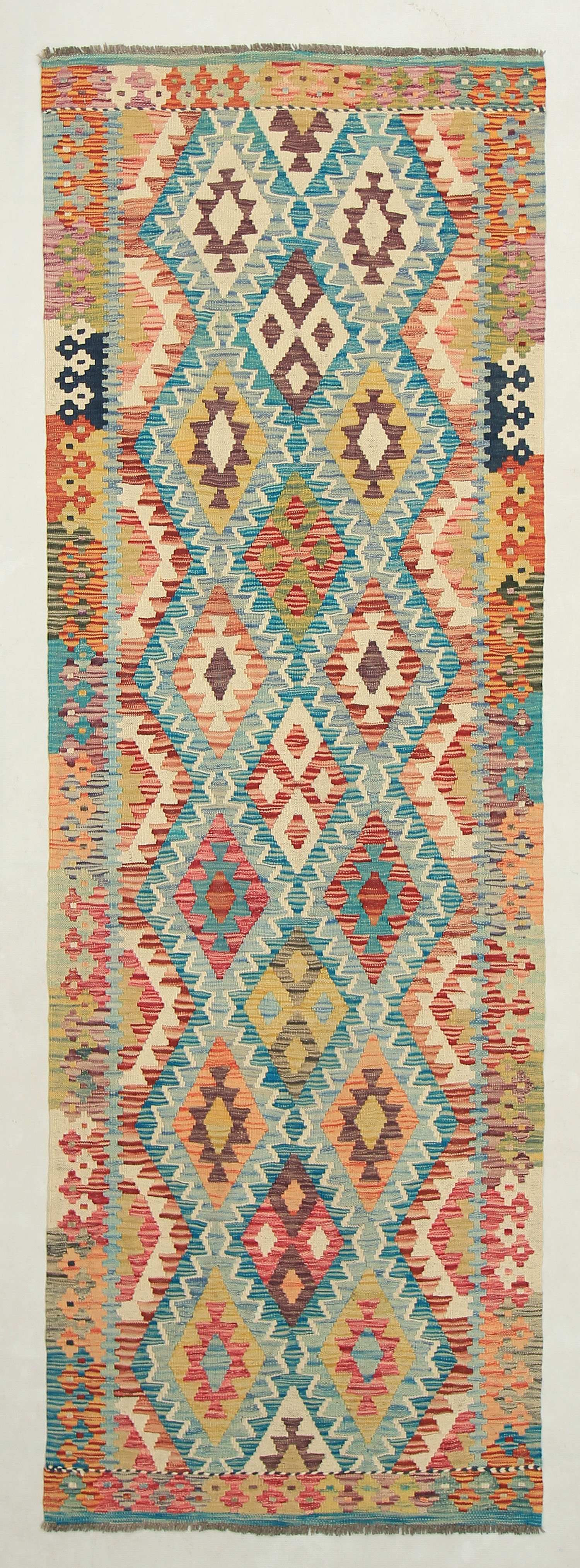 3' X 8' Multy Handmade Veggie Dye Kilim Rug Runner
