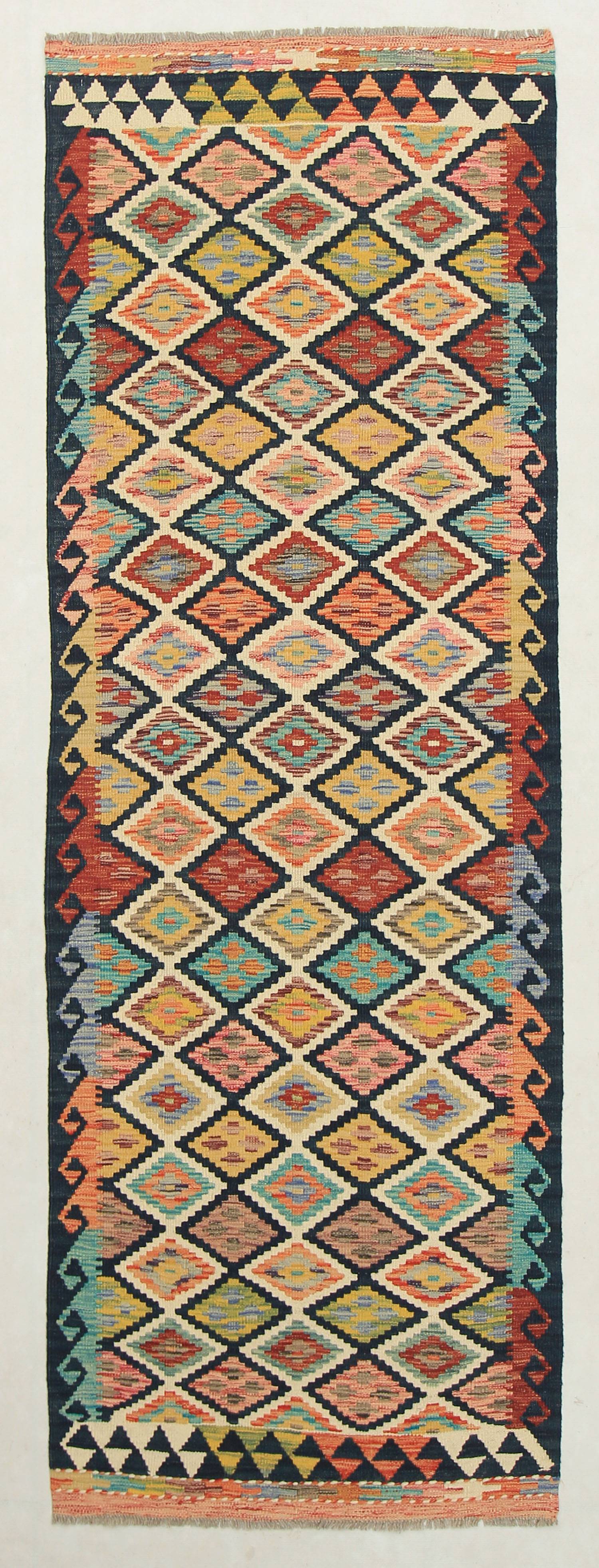 3' X 8' Multy Handmade Veggie Dye Kilim Rug Runner