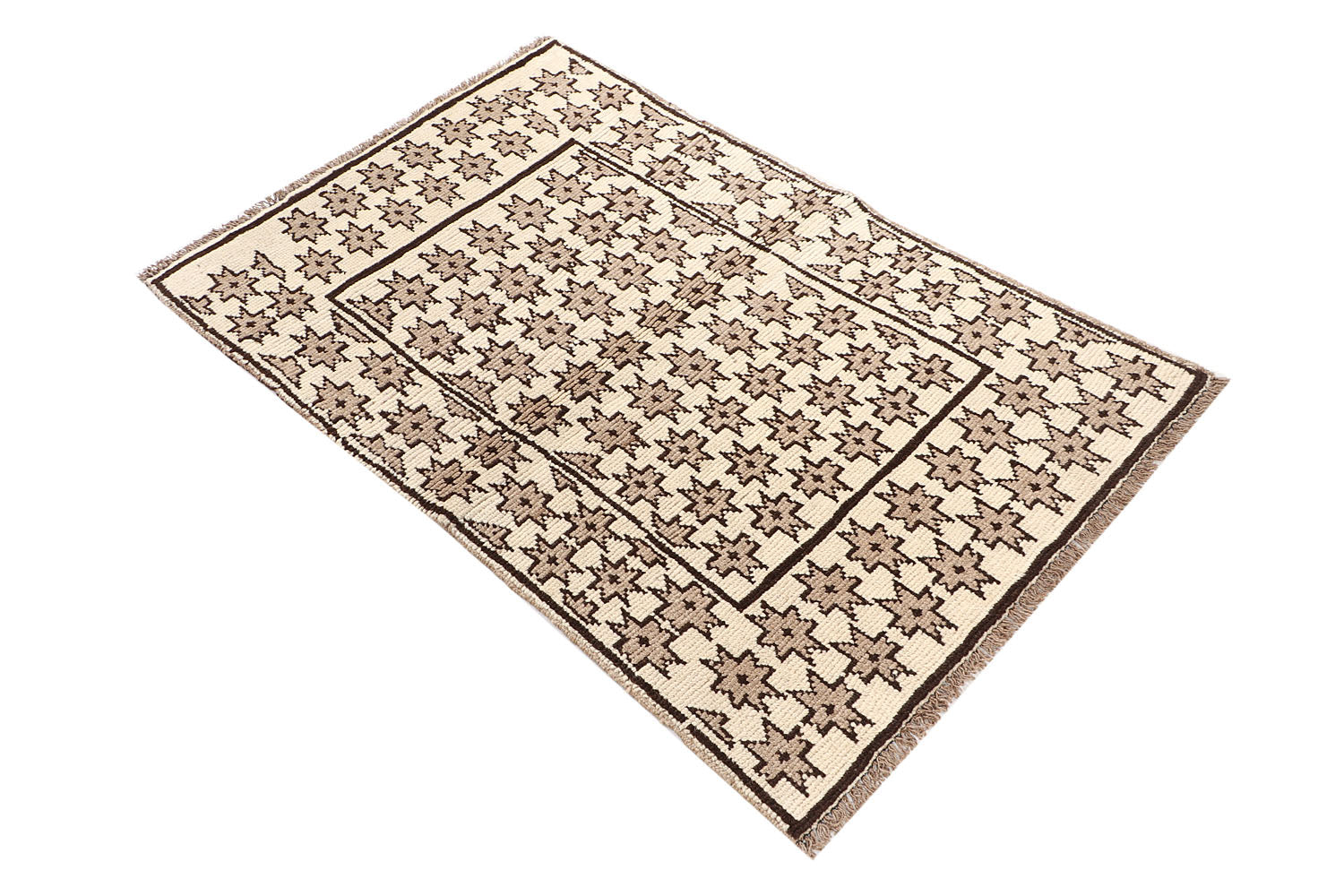 3' X 4' Ivory Handmade Natural Taimani Carpets Afghan Rectangular