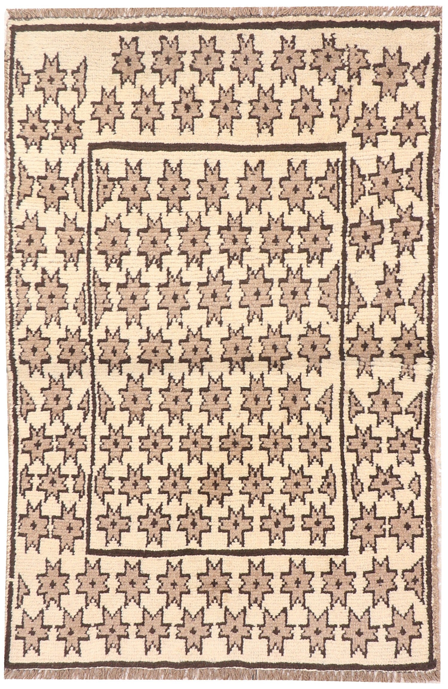 3' X 4' Ivory Handmade Natural Taimani Carpets Afghan Rectangular