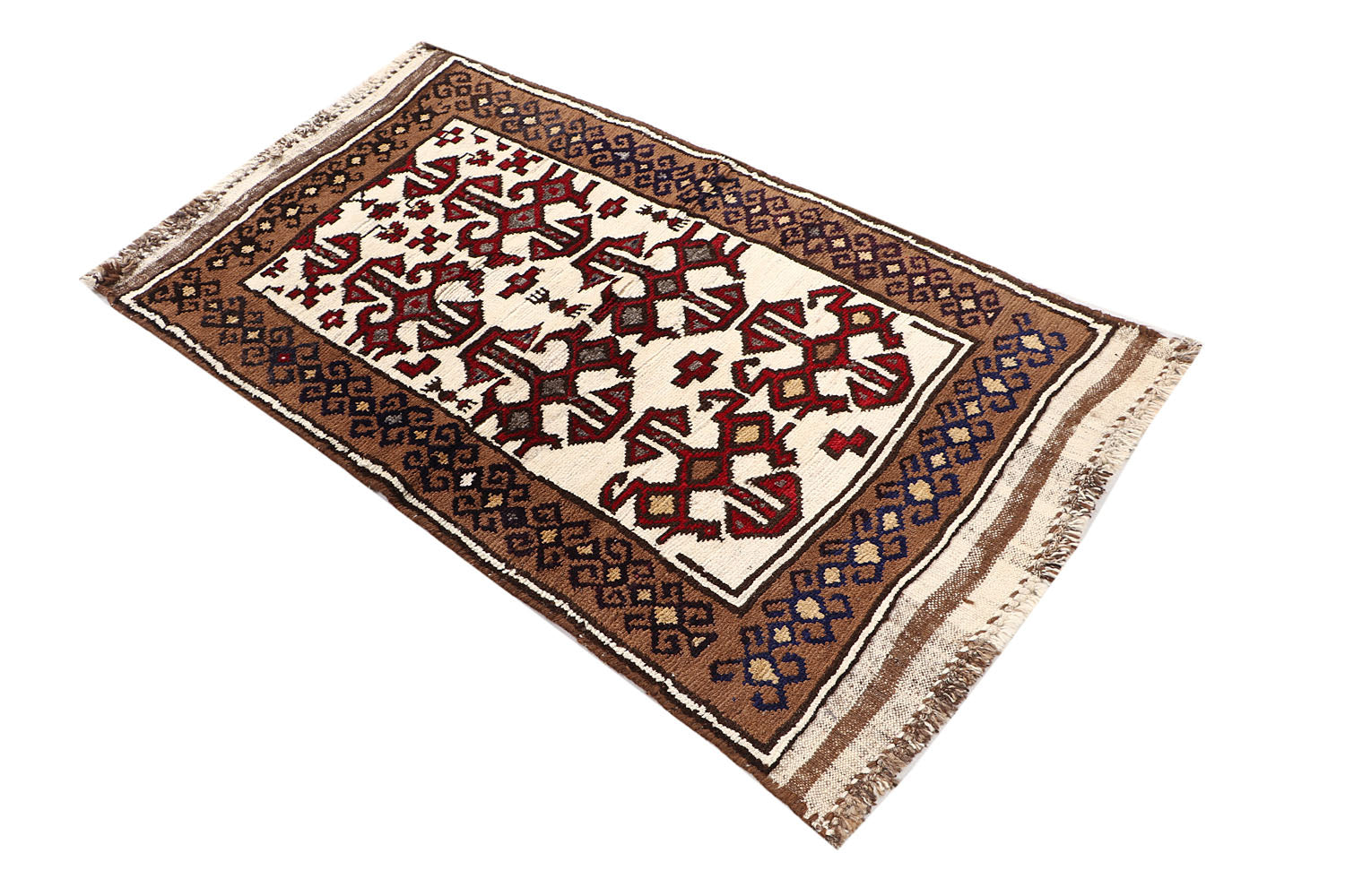 2' 6" x 4' Ivory Handmade Natural Taimani Carpets Afghan Rectangular
