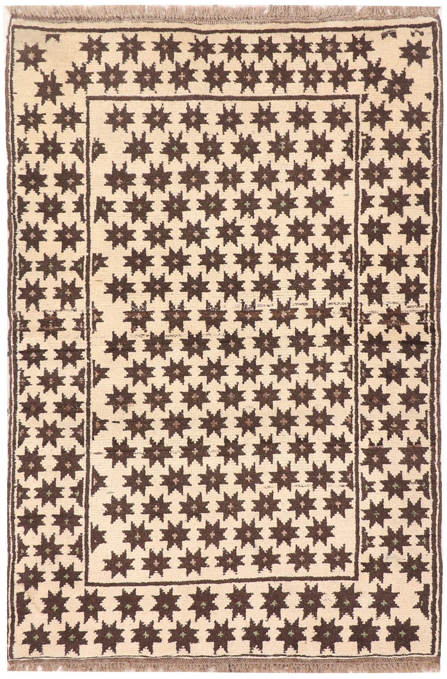 3' X 5' Ivory Handmade Natural Taimani Carpets Afghan Rectangular
